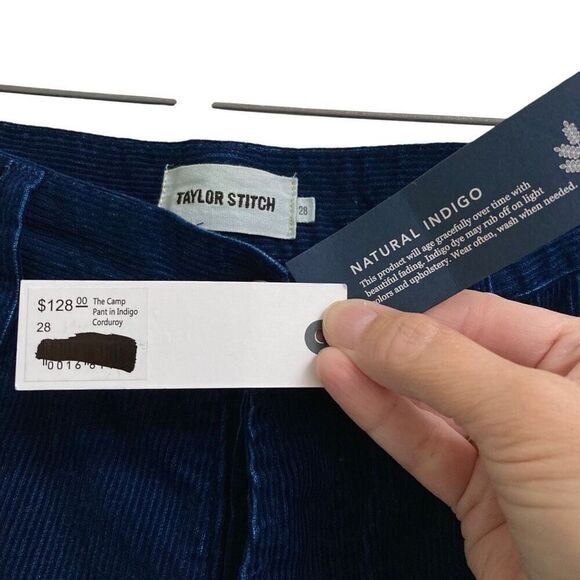 Taylor Stitch The Camp Pant men’s 28 in indigo cord blue corduroy button fly NEW - Picture 12 of 14